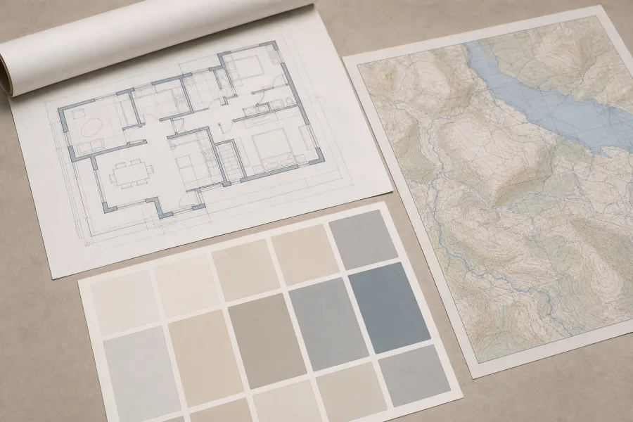 Veľkoformátová technická tlač — CAD výkres, GIS mapa a obdĺžnikové vinylové etikety